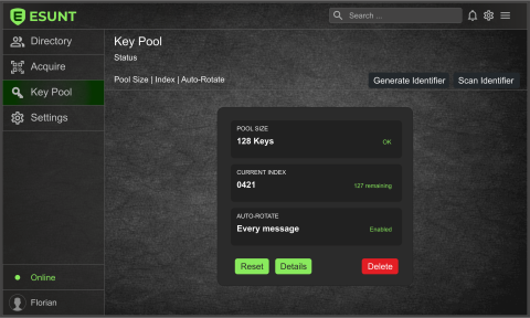 ESUNT desktop Key Pool status