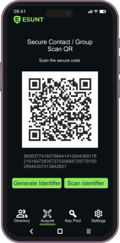 QR code for securing an ESUNT contact