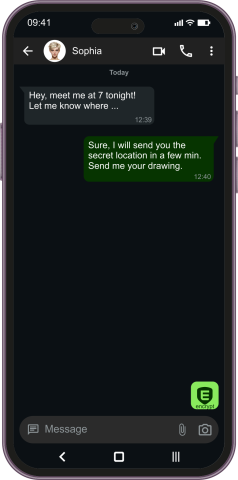 Messaging interface with ESUNT encryption button